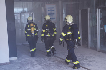 Firefighters intervening in a disaster