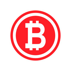 Bitcoin vector icon, symbol in flat digital design. App internet web