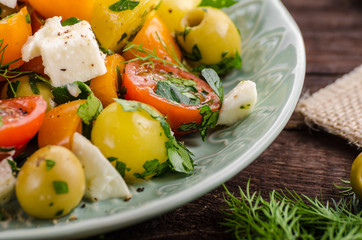 Fresh tomato olives salad feta cheese