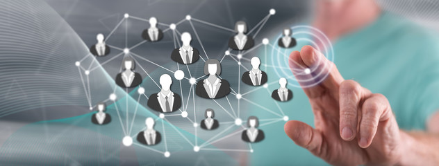 Man touching a cooperation concept