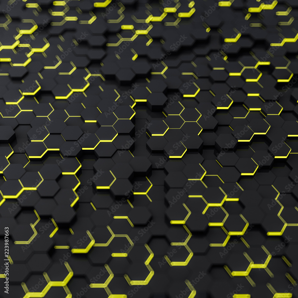 Aufkleber abstract technological hexagonal background. 3d render