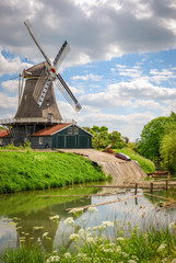 An old mill near the city of Deventer (Overijssel, The Netherlands). The city is largely situated...
