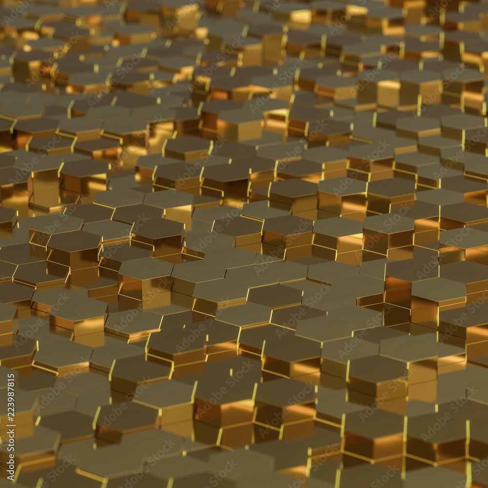 Aufkleber abstract technological hexagonal background. 3d render