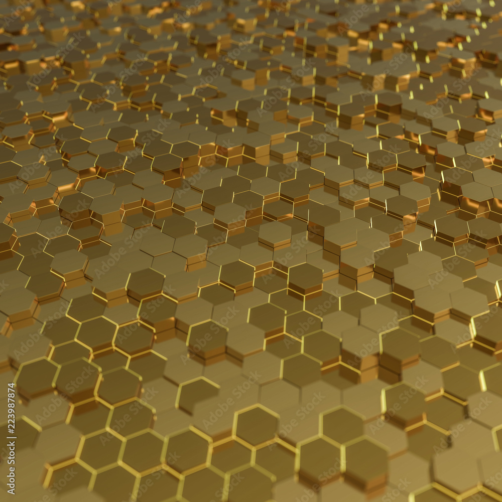 Aufkleber abstract technological hexagonal background. 3d render