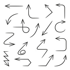 hand drawn arrow set on white background