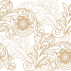 Golden seamless floral pattern, ornament, backround. Vector.