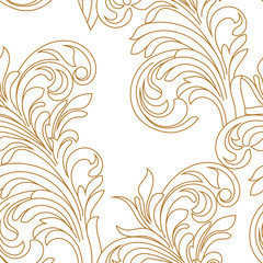 Golden seamless floral pattern, ornament, backround. Vector.