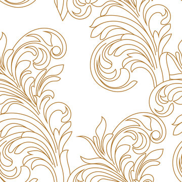 Golden seamless floral pattern, ornament, backround. Vector.