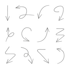 hand drawn arrows collection on white background