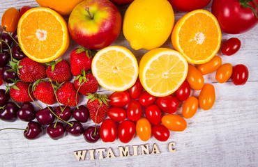 Fototapeta na wymiar Healthy food - food products with a high content of vitamin c.