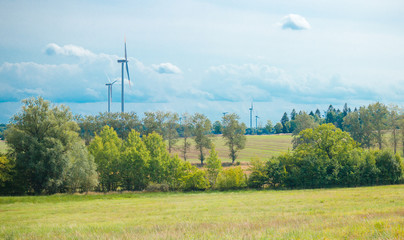 Fototapeta na wymiar Windmills, wind farms. Renewable energy source. Landscape.
