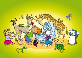 Naklejka premium Faire-part de naissance