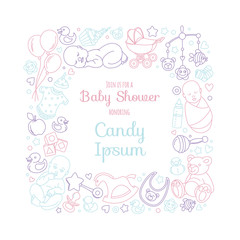 Cute baby shower invitation card for newborn boy girl party