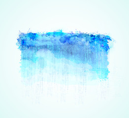 Cyan and blue watercolor stains. Bright element for abstract artistic background.