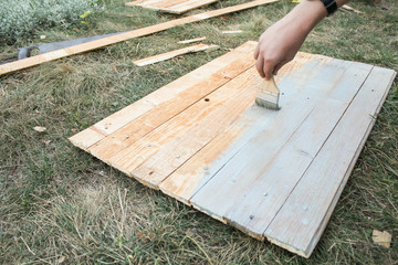 paint old wooden background with gray brush