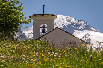 View of the Val Fex (Graubunden, Switzerland) in the summer. It is a southern side valley from the...