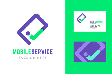 Mobile service logo and business card template.