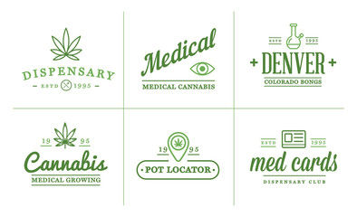 Set of Medical Cannabis Marijuana Sign or Label Template in Vector. Can be used as a Logotype.