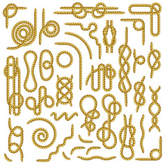 Big Set of Nautical rope knots vector decorative vintage elements