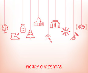 Christmas background. Flat Christmas greeting card