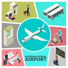 Isometric Airport Colorful Template