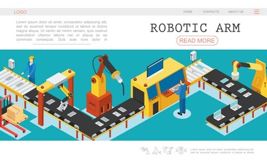 Fototapeta premium Isometric Automated Factory Web Page Template