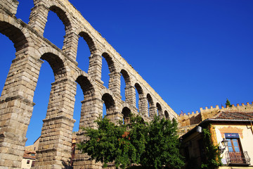 Architecture of Segovia medieval city - The Aqueduct of Segovia, Spain, Europe