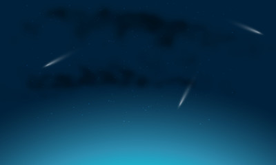 three comets in the night sky - obrazy, fototapety, plakaty