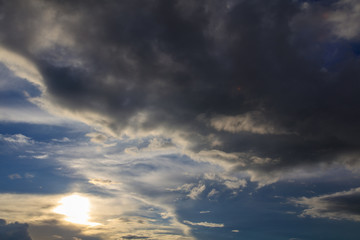 Clouds in the sky at sunset as background