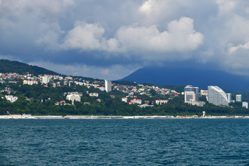 Obraz premium view of city from sea side in Sochi, Russia