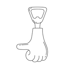 Beer bottle opener icon with like hand emoji. Vector isolated.
