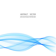 Abstract smooth color wave vector. Curve flow blue motion illustration. Smoke design.