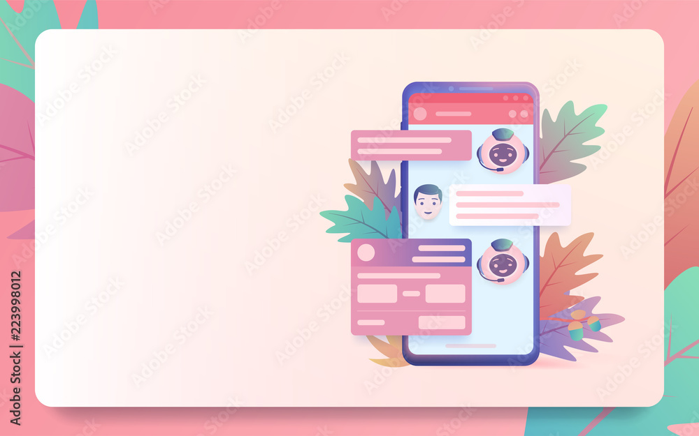 Poster landing pages website template. chatbot and future marketing concept. chatbot answers the question o