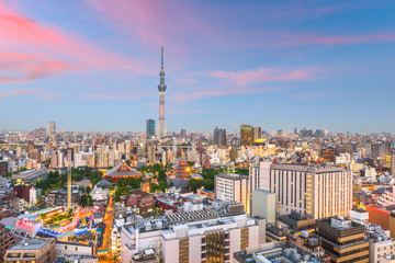 Fototapeta na wymiar Tokyo, Japan city skyline over Asakusa