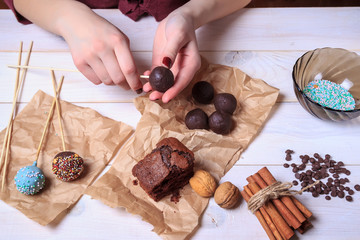 Making Cake pops. Sweet food.