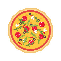 Pizza in flat style. Vector illustration