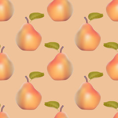 Seamless pattern background with pears, colorful illustration