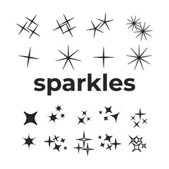 Sparkle lights stars set. Glowing light effect star.