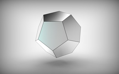 3d illustration of dodecahedron isolated on white