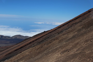 The view on the volcano with Teide National park of Tenerife, Canary Islands, Spain