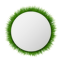 Banner Ball With Grass White Background