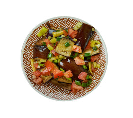 Iraqi Fried Aubergine Molasses Salad