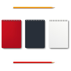 Notebook Isolated With Pencils White Background