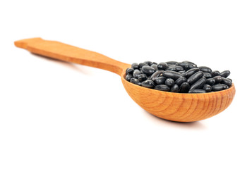 Black beans in spoon