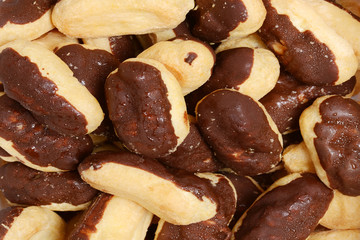 closeup chocolate eclairs background