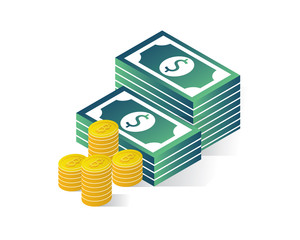 money isometric icons concept,money isometric illustration vector, money illustration vector