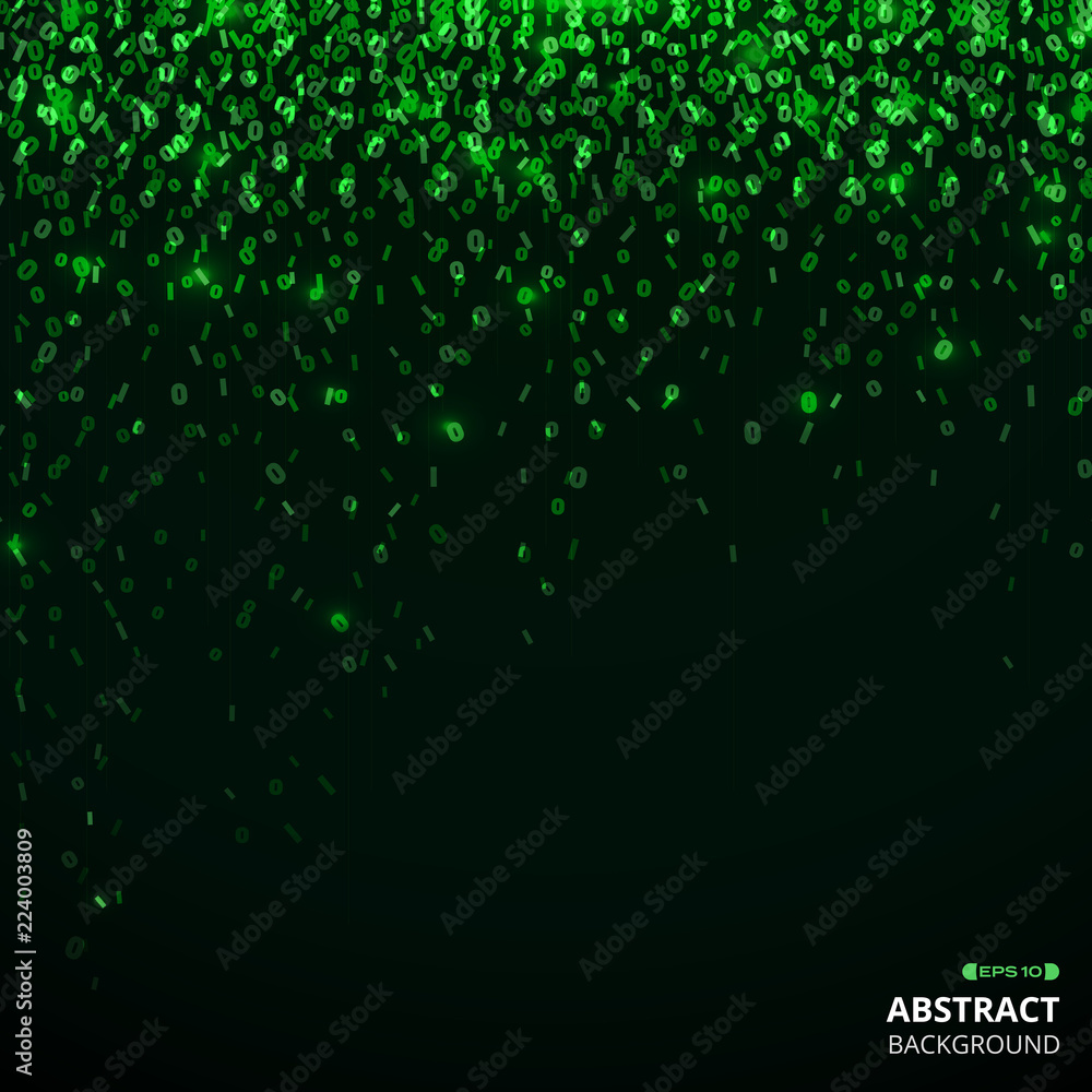 Poster abstract of green the matrix number pattern background.