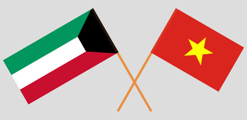 Socialist Republic of Vietnam and Kuwait opposition. The Vietnamese and Kuwaiti flags. Official colors. Correct proportion. Vector