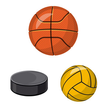 Vector design of sport and ball symbol. Set of sport and athletic stock vector illustration.