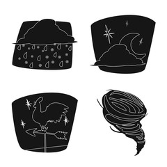 Vector design of weather and climate symbol. Collection of weather and cloud stock vector illustration.